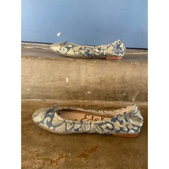 Sam Edelman Felicia blue and gold ballet flats - Picture 5 of 7